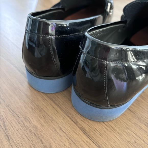 Ron Tomson Black Patent Leather Loafers Blue Soles Size 40 - Picture 5 of 9